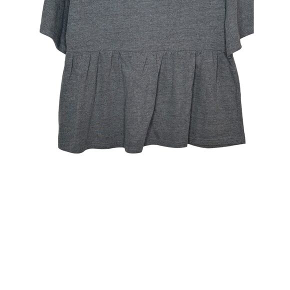 THML Women's Top Poplin Tie Tassled Embroidered Floral Neck Short Sleeve Grey XS - Picture 10 of 10